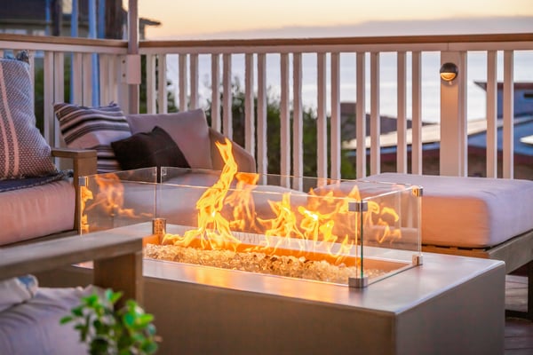 Fire pit deck at sunset